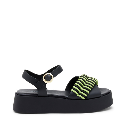 Leather platform sandals with two-tone interwoven detailing - Frau Shoes | Official Online Shop