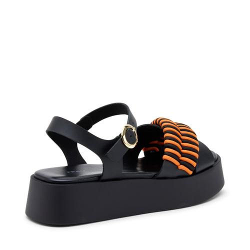 Leather platform sandals with two-tone interwoven detailing - Frau Shoes | Official Online Shop