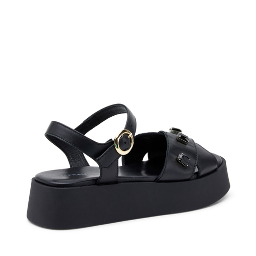 Leather platform sandals with bezels - Frau Shoes | Official Online Shop