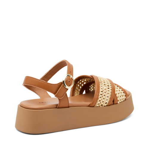 Sandalo platform a incrocio con inserti in rafia - Frau Shoes | Official Online Shop