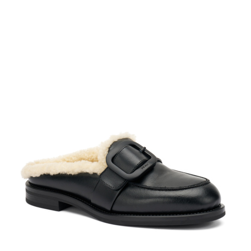 Leather mules with shearling lining - Frau Shoes | Official Online Shop