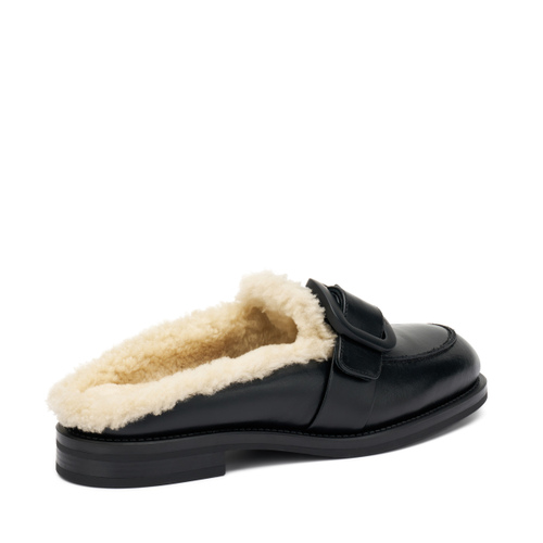 Leather mules with shearling lining - Frau Shoes | Official Online Shop