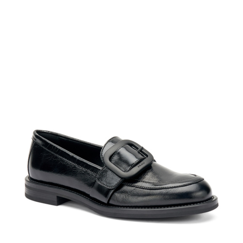 Creased polished leather loafers with buckle - Frau Shoes | Official Online Shop