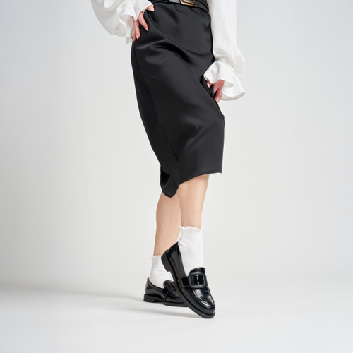 Creased polished leather loafers with buckle - Frau Shoes | Official Online Shop