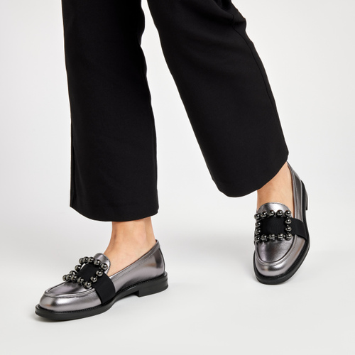 Foiled leather loafers with accessory - Frau Shoes | Official Online Shop