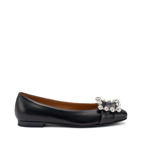 Leather ballet flats with accessory - Frau Shoes | Official Online Shop