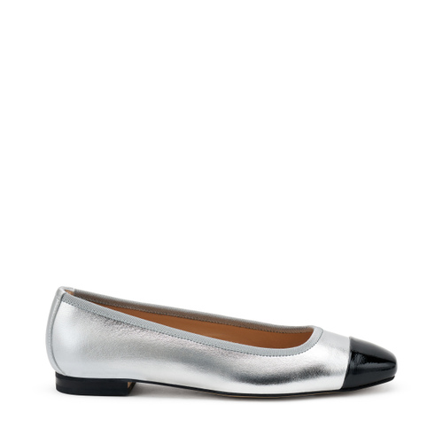 Foiled leather ballet flats with contrasting toe - Frau Shoes | Official Online Shop