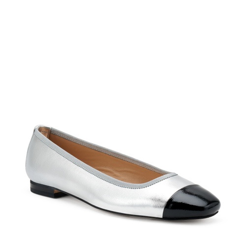 Foiled leather ballet flats with contrasting toe - Frau Shoes | Official Online Shop