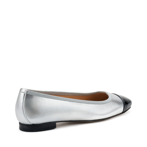 Foiled leather ballet flats with contrasting toe - Frau Shoes | Official Online Shop