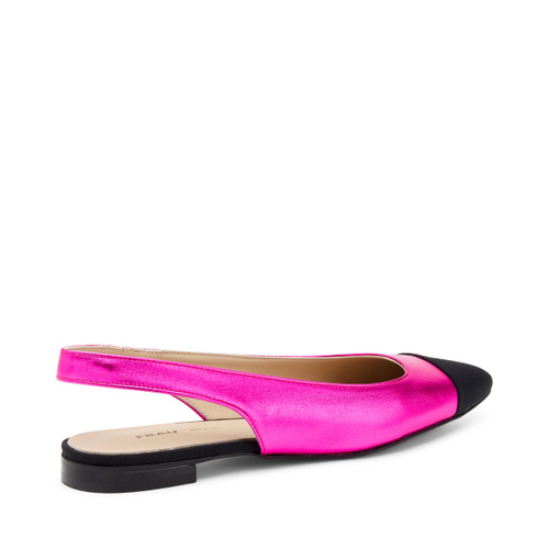 Slingback aus laminiertem Leder mit Gewebe-Einsatz - Frau Shoes | Official Online Shop