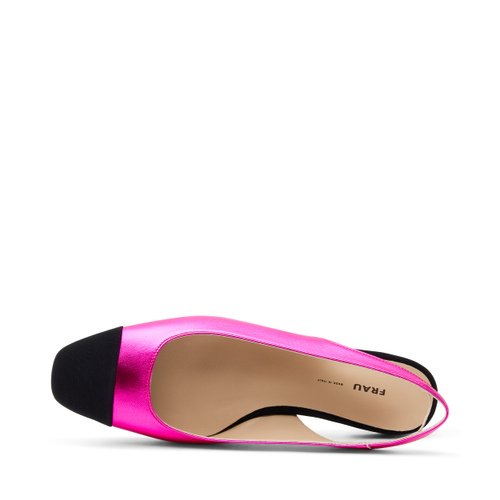 Slingback in pelle laminata con inserto in tessuto - Frau Shoes | Official Online Shop