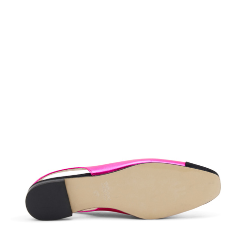 Slingback aus laminiertem Leder mit Gewebe-Einsatz - Frau Shoes | Official Online Shop