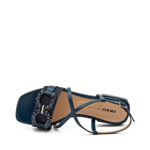 Denim sandals with bejewelled appliqué - Frau Shoes | Official Online Shop