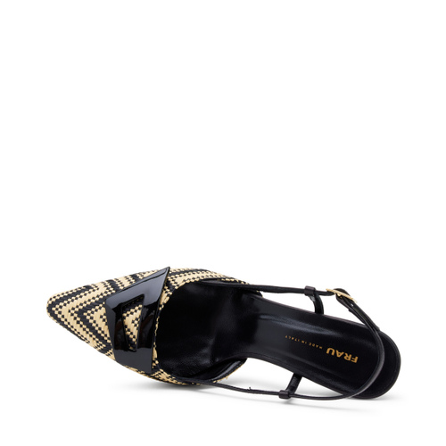 Slingback con tacco in rafia bicolore con accessorio - Frau Shoes | Official Online Shop