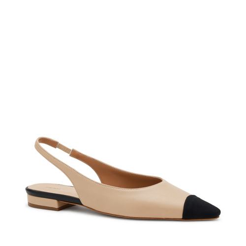Leather pointed-toe slingbacks with fabric insert - Frau Shoes | Official Online Shop
