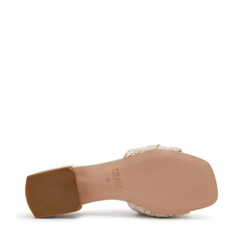 Bouclé sliders with bejewelled appliqué - Frau Shoes | Official Online Shop
