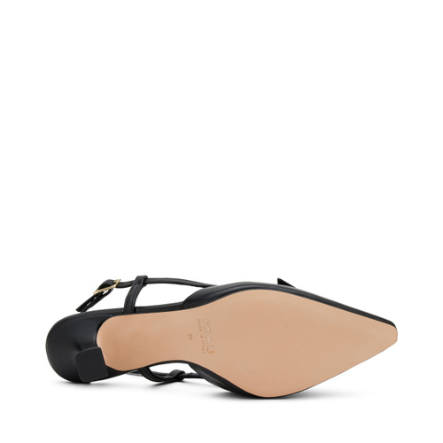 Slingback mit Absatz aus Leder mit Accessoire - Frau Shoes | Official Online Shop