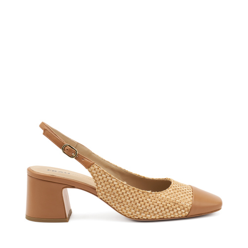 Leather and raffia slingback heels - Frau Shoes | Official Online Shop