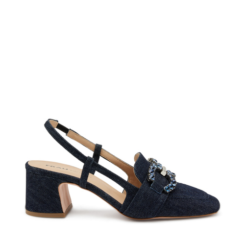 Bejewelled denim slingbacks with heel - Frau Shoes | Official Online Shop