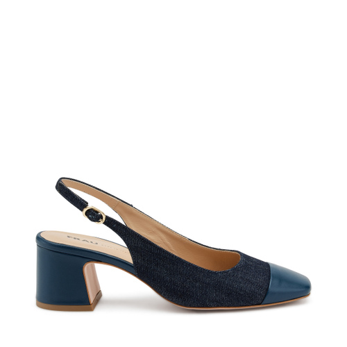 Leather and denim slingbacks with heel - Frau Shoes | Official Online Shop