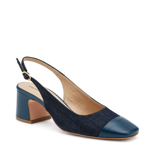 Leather and denim slingbacks with heel - Frau Shoes | Official Online Shop