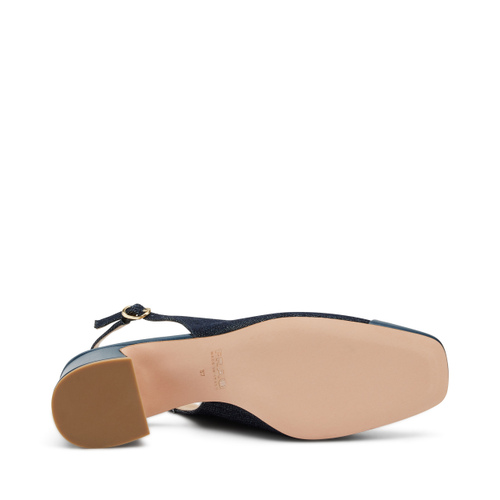 Slingback mit Absatz aus Denim und Leder - Frau Shoes | Official Online Shop