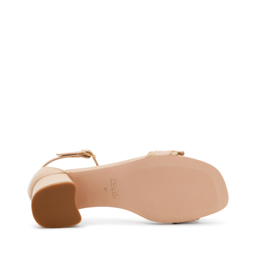 Sandalo con tacco in pelle e rafia con morsetto - Frau Shoes | Official Online Shop