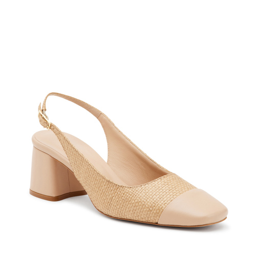 Leather and raffia slingback heels - Frau Shoes | Official Online Shop