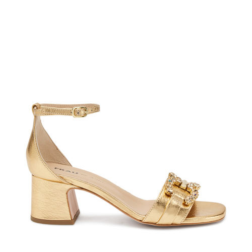 Foiled leather sandals in Gold for
