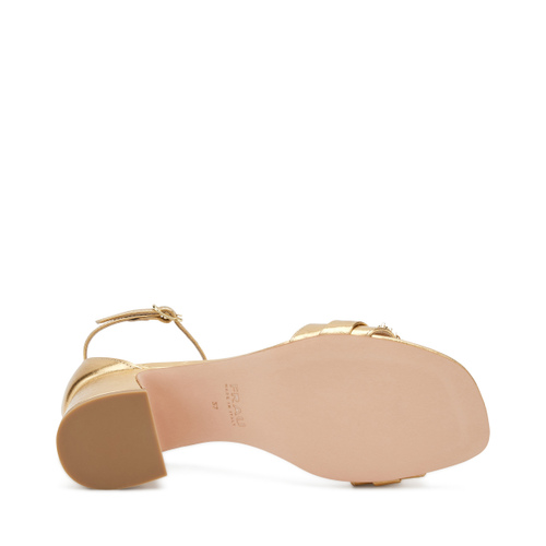 Heeled bejewelled foiled leather sandals - Frau Shoes | Official Online Shop