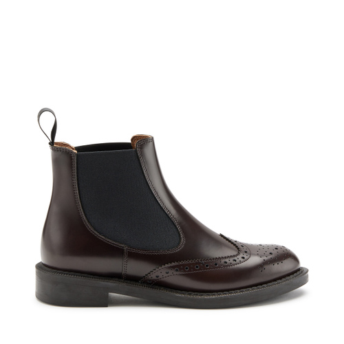 Brushed leather Chelsea boots with wing-tip detail - Frau Shoes | Official Online Shop
