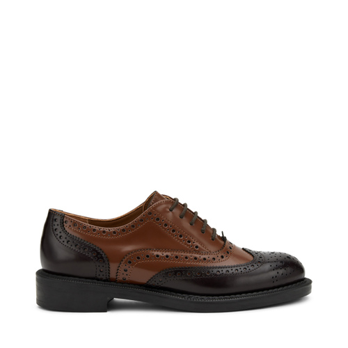 Brushed leather Oxfords  with wing-tip design - Frau Shoes | Official Online Shop