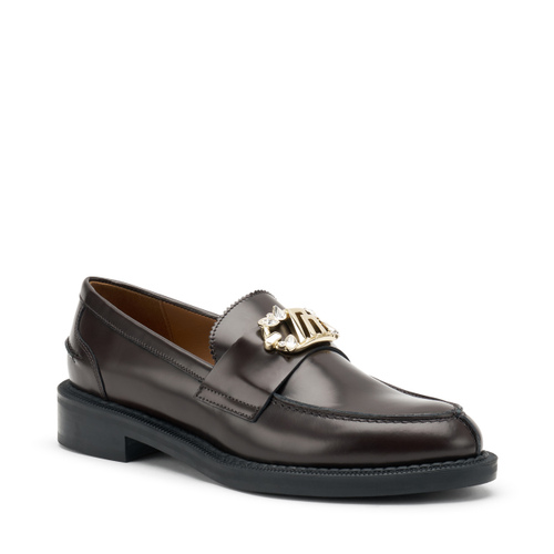 Mokassin aus gebürstetem Leder mit Accessoire - Frau Shoes | Official Online Shop