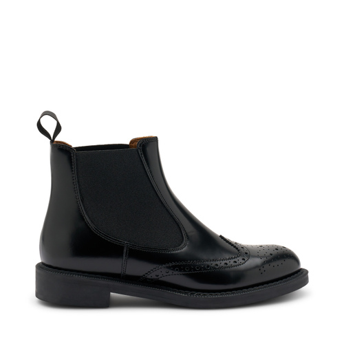 Brushed leather Chelsea boots with wing-tip detail - Frau Shoes | Official Online Shop