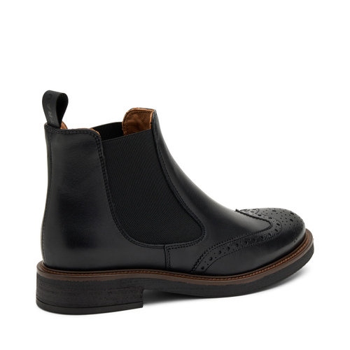 Antiqued-finish leather Chelsea boots with wing-tip design - Frau Shoes | Official Online Shop