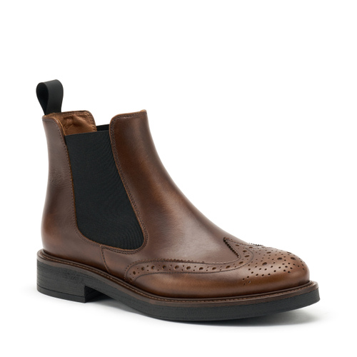 Brushed-finish leather Chelsea boots with wing-tip design - Frau Shoes | Official Online Shop