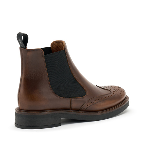 Brushed-finish leather Chelsea boots with wing-tip design - Frau Shoes | Official Online Shop