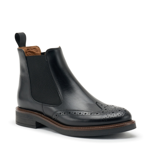 Brushed-finish leather Chelsea boots with wing-tip design - Frau Shoes | Official Online Shop