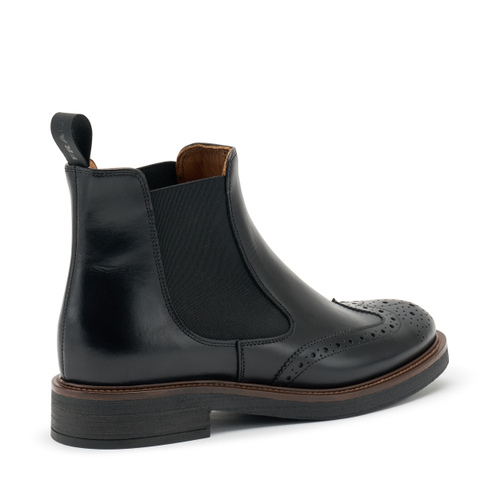 Brushed-finish leather Chelsea boots with wing-tip design - Frau Shoes | Official Online Shop