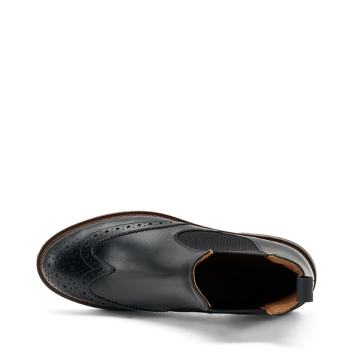 Brushed-finish leather Chelsea boots with wing-tip design - Frau Shoes | Official Online Shop