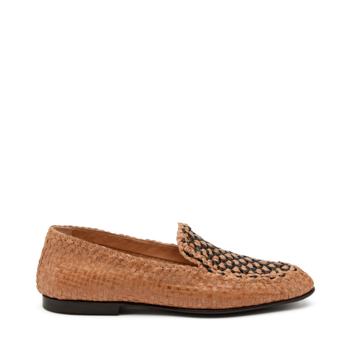 Zweifarbiger Mokassin aus geflochtenem Leder - Frau Shoes | Official Online Shop