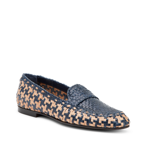 Two-tone woven leather loafers with saddle detail - Frau Shoes | Official Online Shop