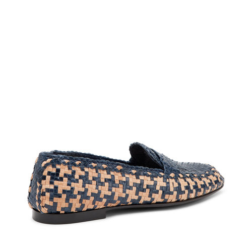 Two-tone woven leather loafers with saddle detail - Frau Shoes | Official Online Shop