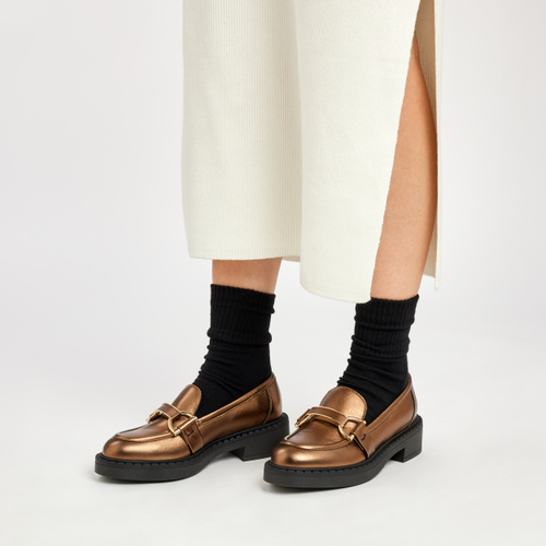 Foiled leather loafers with bold sole - Frau Shoes | Official Online Shop