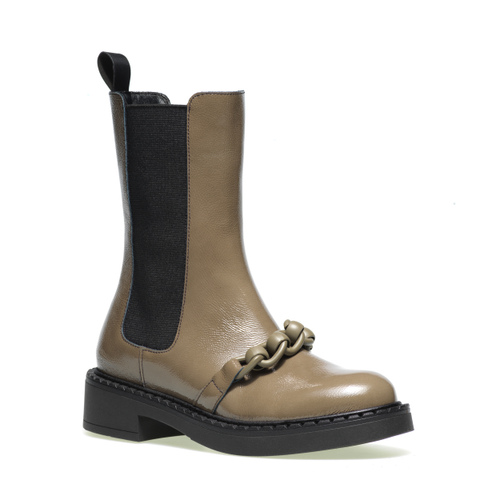 High patent leather Chelsea boots with tonal chain - Frau Shoes | Official Online Shop