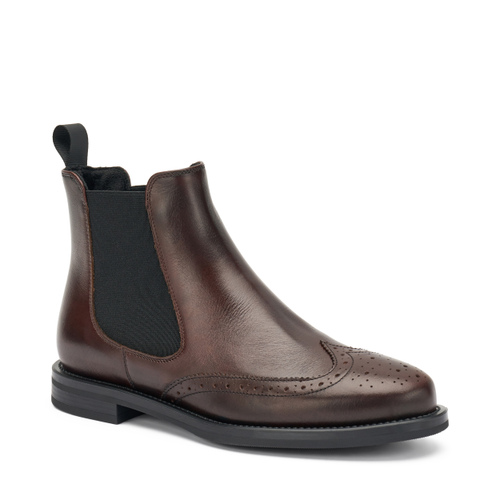 Finished leather Chelsea boots with wing-tip design - Frau Shoes | Official Online Shop