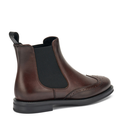 Finished leather Chelsea boots with wing-tip design - Frau Shoes | Official Online Shop