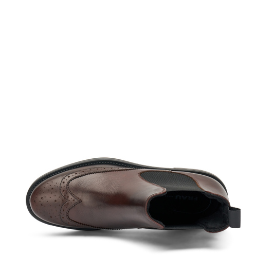 Finished leather Chelsea boots with wing-tip design - Frau Shoes | Official Online Shop