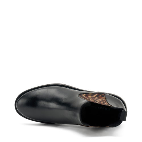 Leather Chelsea boots with animal-print elastic - Frau Shoes | Official Online Shop