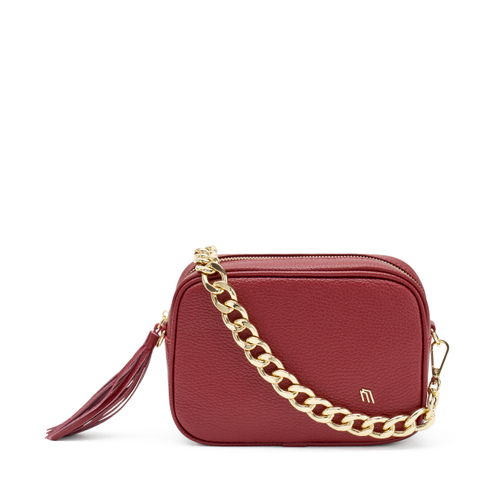 Small leather bag with chain strap Col. Burgundy Frau